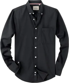 Alimens & Gentle Mens Solid Oxford Shirt Long Sleeve Dress Shirt Work Casual Button Down Shirts with Pocket
