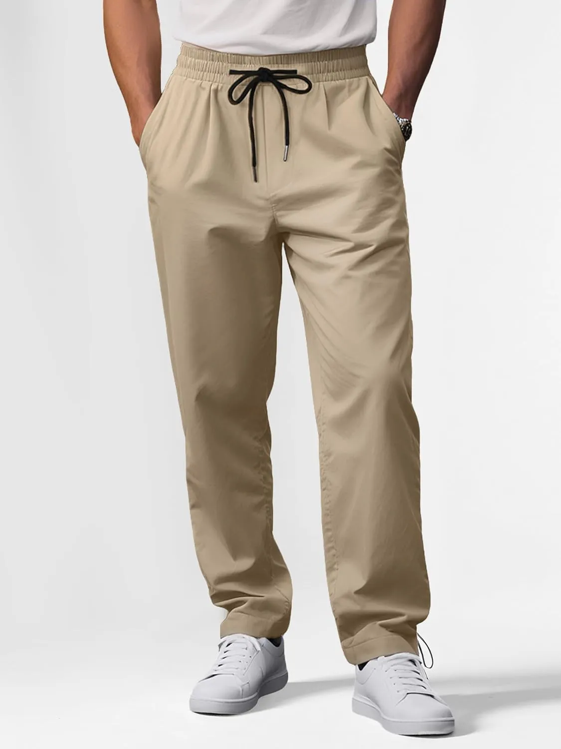 Comdecevis Mens Casual Pants Drawstring Joggers Sweatpants with Pockets Loose Fit Cargo Pants