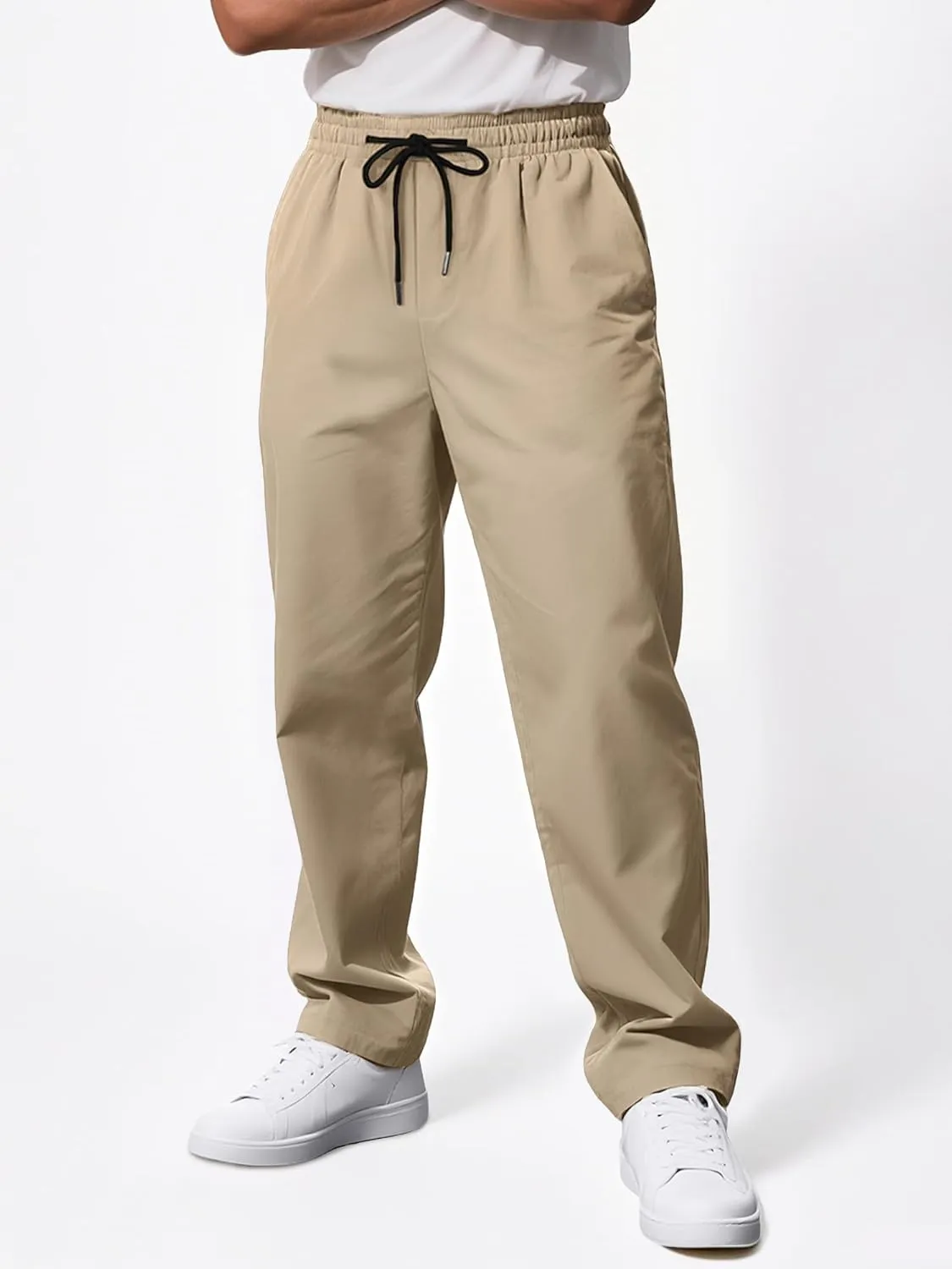 Comdecevis Mens Casual Pants Drawstring Joggers Sweatpants with Pockets Loose Fit Cargo Pants