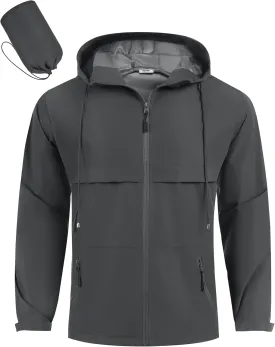 COOFANDY Men's Rain Jacket Waterproof with Hood Packable Rain Coat Lightweight Windbreaker for Hiking Golf Outdoor