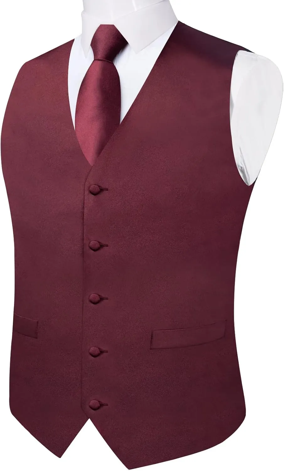 DiBanGu Suit Vest for Men Vest Set with Tie Bowtie Tie Clip Pocket Square Cufflinks 6Pcs Waistcoat