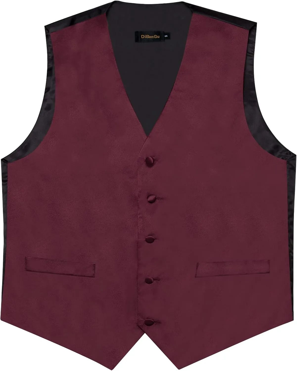 DiBanGu Suit Vest for Men Vest Set with Tie Bowtie Tie Clip Pocket Square Cufflinks 6Pcs Waistcoat