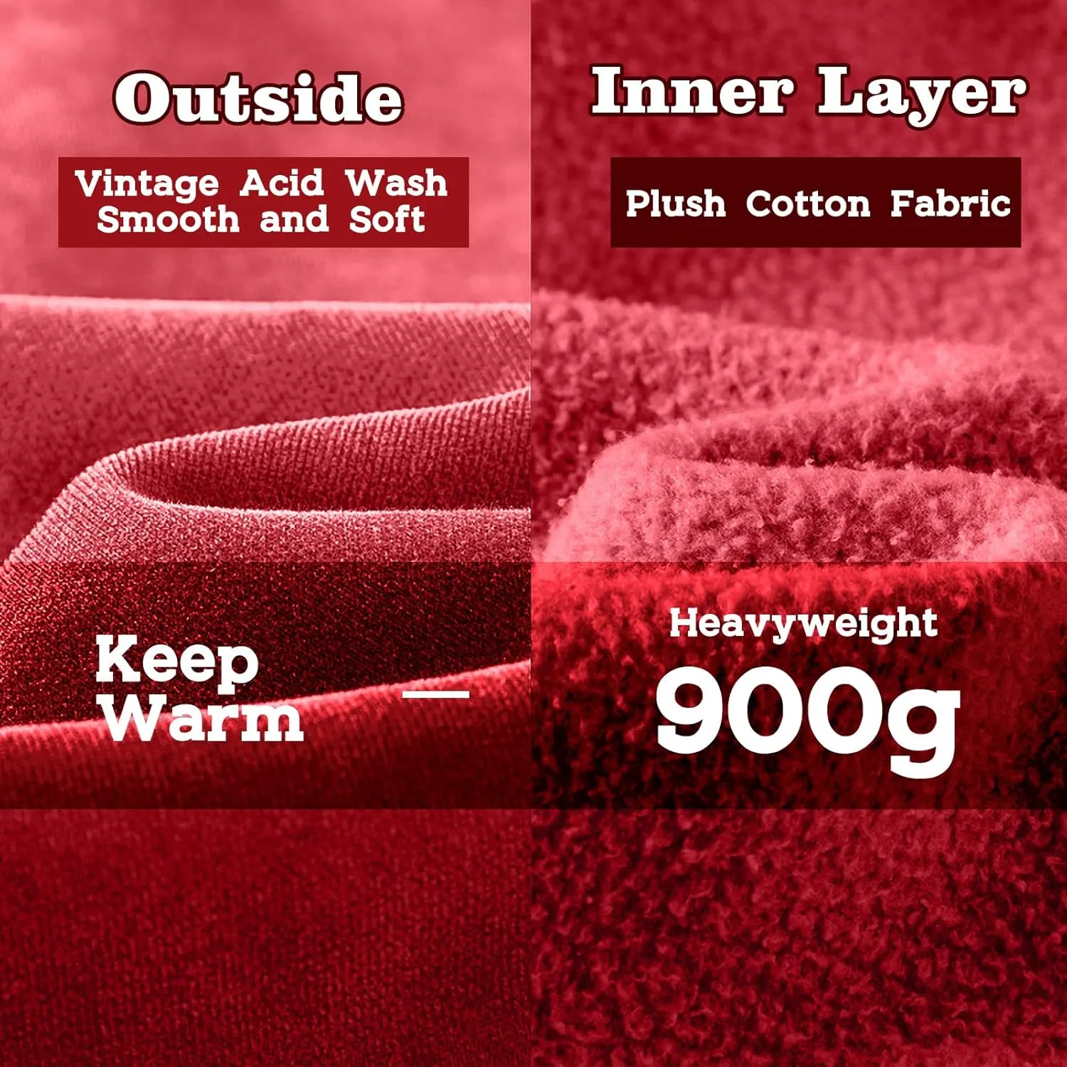 FAIABLE Mens Hoodies Pullover Oversized Hoodie Wash Plush Cotton Hooded Sweatshirt Vintage Heavyweight Hoodie Men Streetwear