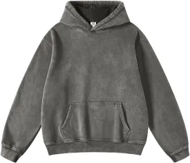 FAIABLE Mens Hoodies Pullover Oversized Hoodie Wash Plush Cotton Hooded Sweatshirt Vintage Heavyweight Hoodie Men Streetwear