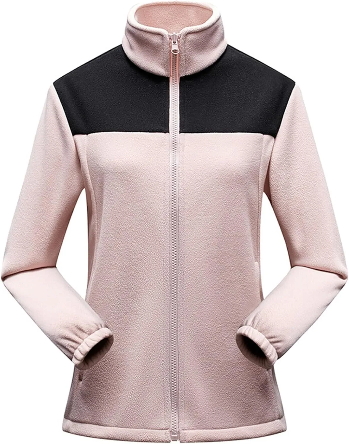 Fleece Jackets for Men Full Zip Lightweight Warm Winter Soft Coats Fashion Color Block Outdoor Hiking Jackets
