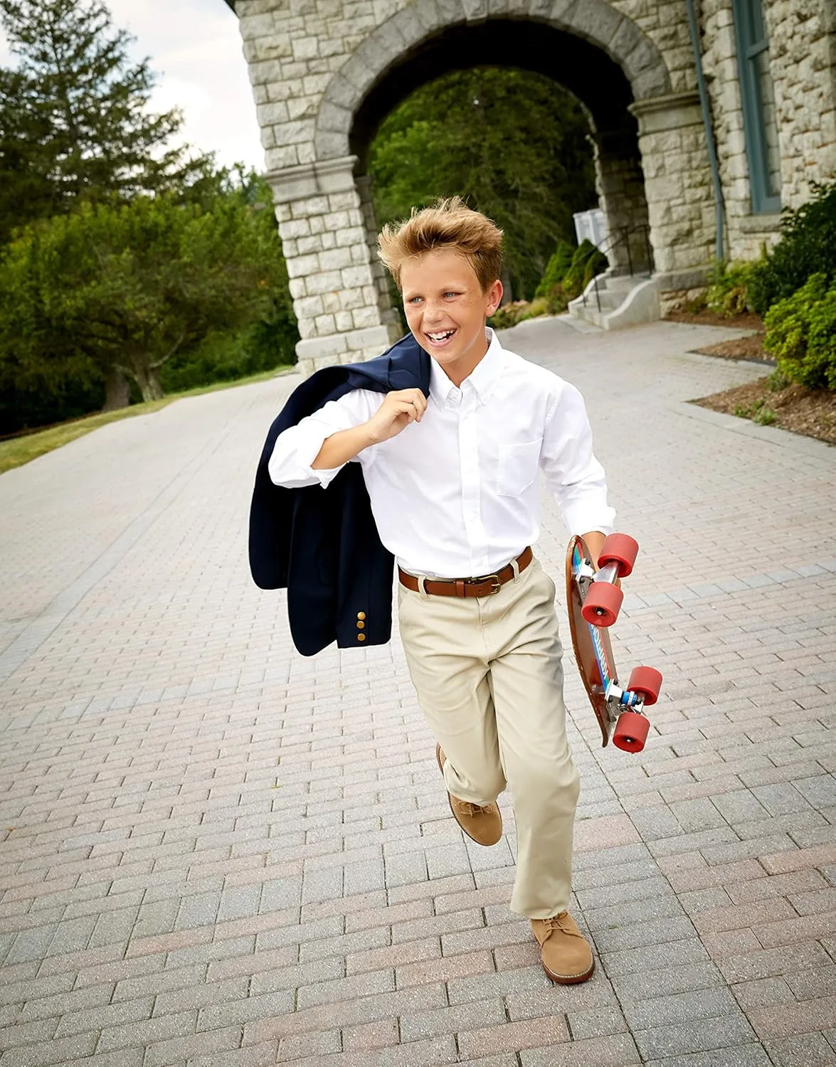 French Toast Boys' Long Sleeve Oxford Shirt (Standard & Husky)