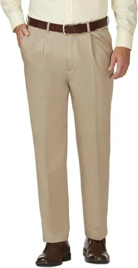 Haggar Men's Work to Weekend Hidden Expandable Waist Classic Fit Pleated Front Pant