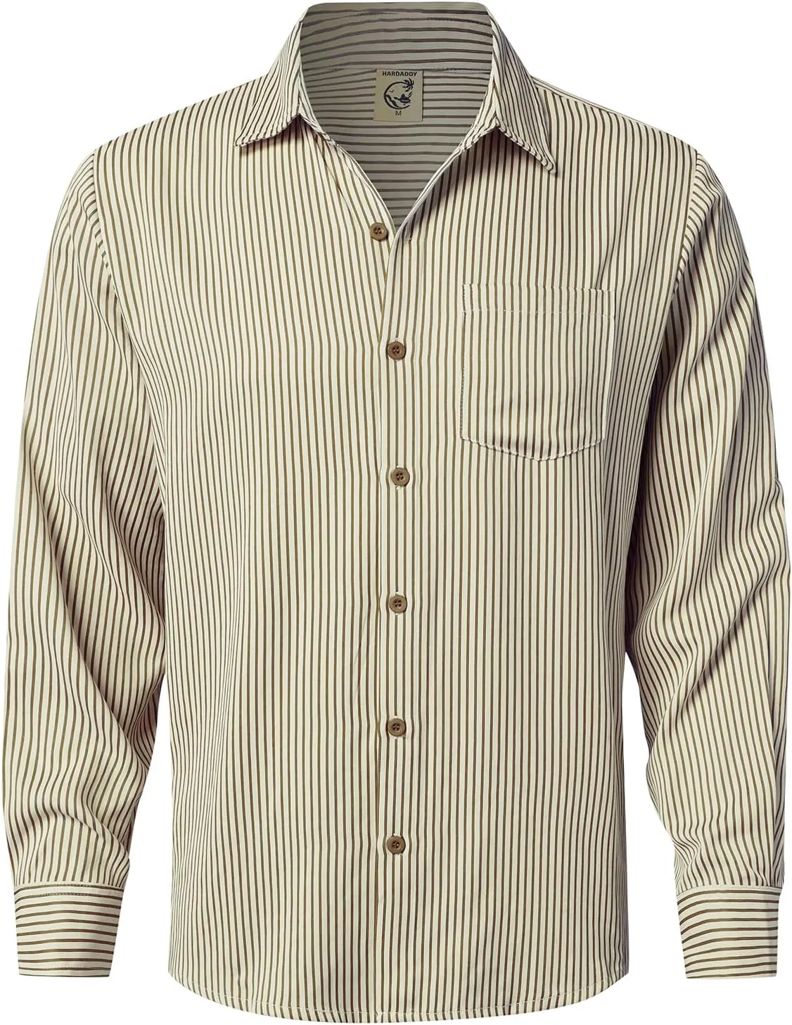 Hardaddy Men's Classic Color Contrast Striped Shirt Long Sleeve Casual Button Down Shirts Blouse