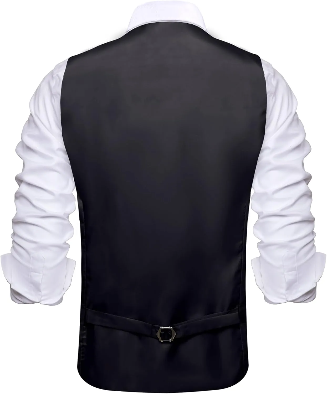 Hi-Tie Men's Silk Vest Bowtie Set Formal Suit Vest Jacquard Tie Handkerchief Cufflinks 5PCS Dress Waistcoats Wedding