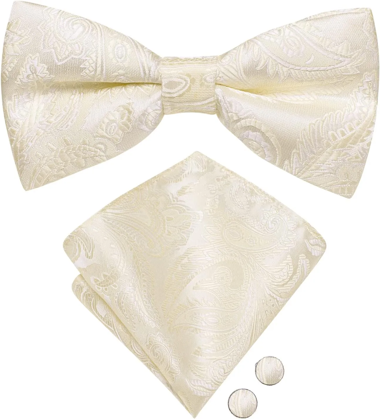 Hi-Tie Men's Silk Vest Bowtie Set Formal Suit Vest Jacquard Tie Handkerchief Cufflinks 5PCS Dress Waistcoats Wedding