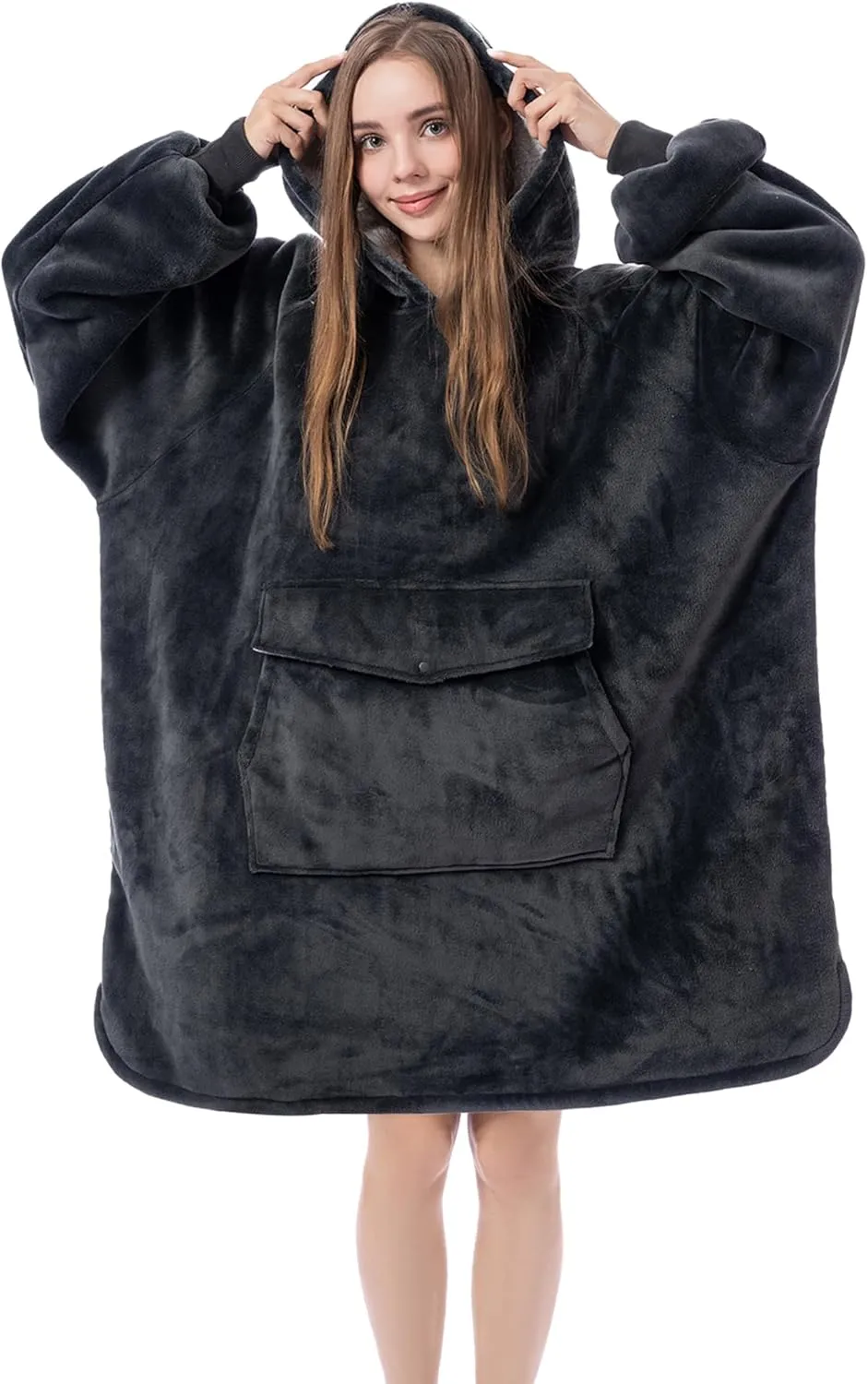 Krifey Wearable Blanket Hoodie, Oversized Sherpa Hooded as Birthday Gifts Christmas Gifts for Mom Women Girlfriend Men, Cozy Sweatshirt with Giant Pocket