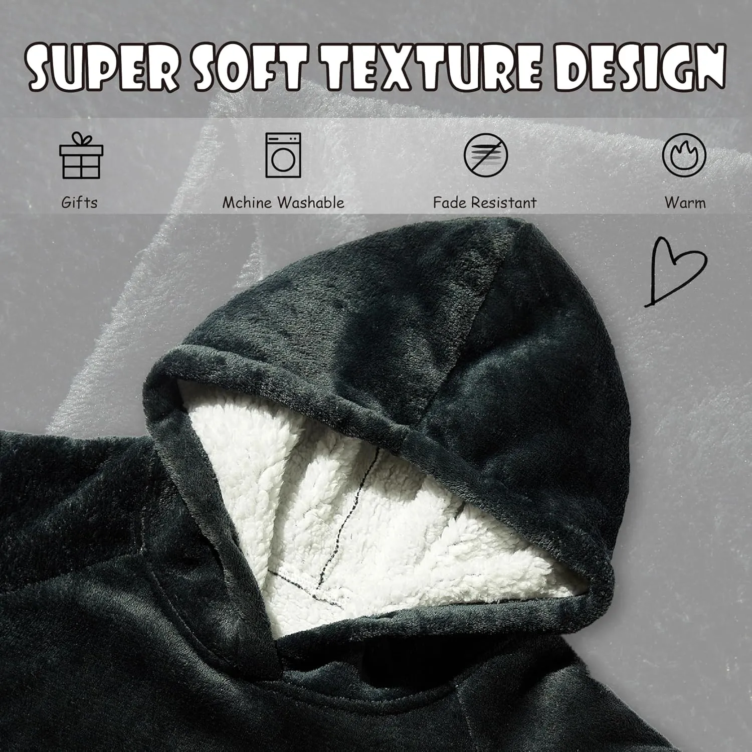 Krifey Wearable Blanket Hoodie, Oversized Sherpa Hooded as Birthday Gifts Christmas Gifts for Mom Women Girlfriend Men, Cozy Sweatshirt with Giant Pocket