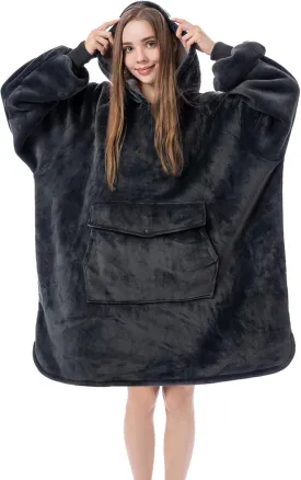 Krifey Wearable Blanket Hoodie, Oversized Sherpa Hooded as Birthday Gifts Christmas Gifts for Mom Women Girlfriend Men, Cozy Sweatshirt with Giant Pocket