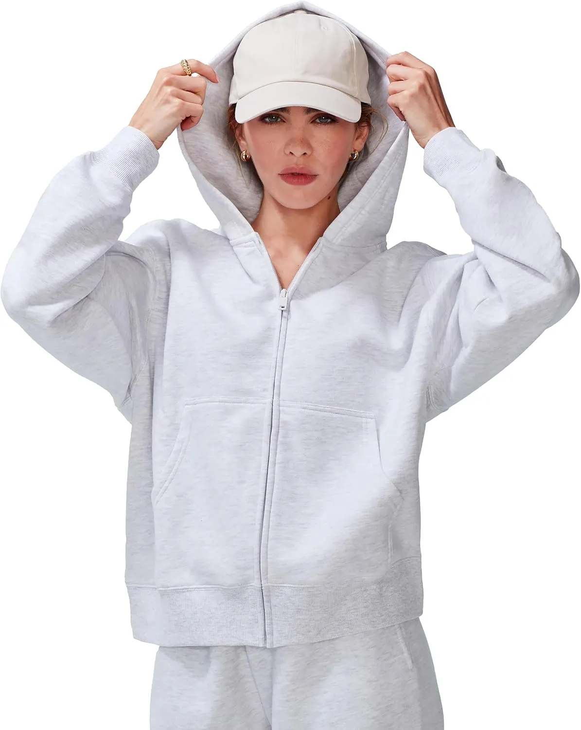 KUT & SO Zip Hoodie for Women  Oversized, Boyfriend Fit  Cozy Loungewear Premium Midweight Fleece