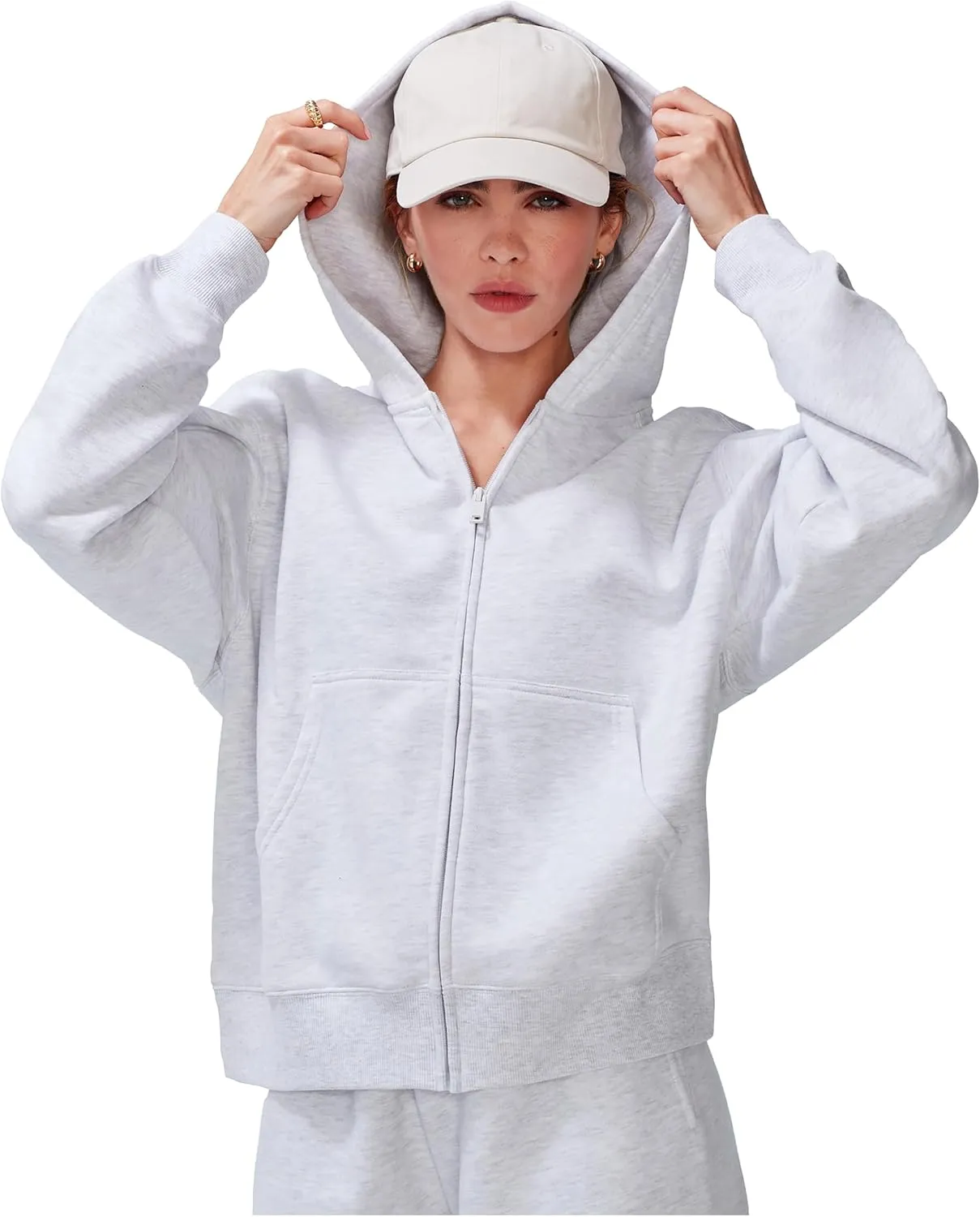 KUT & SO Zip Hoodie for Women  Oversized, Boyfriend Fit  Cozy Loungewear Premium Midweight Fleece