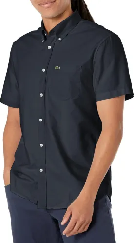 Lacoste Men's Short Sleeve Regular Fit Oxford Button Down Shirt