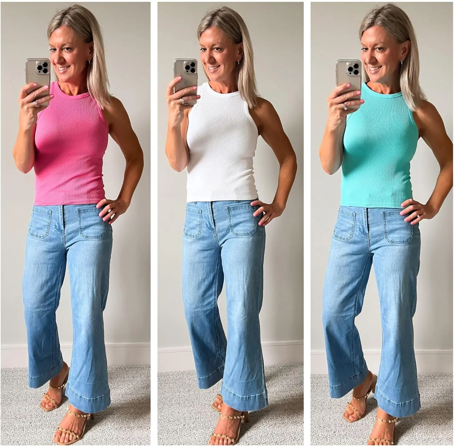 luvamia Wide Leg Jeans for Women Trendy High Waisted Flare Jeans Cropped Denim Pants Stretchy Baggy with Patch Pockets