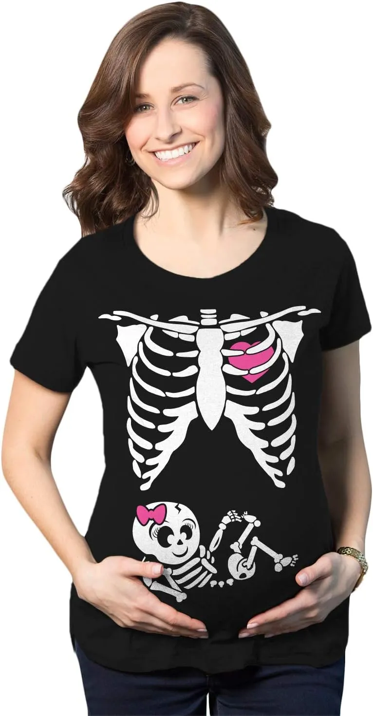 Maternity Skeleton Baby Monster Pumpkin T Shirts Funny Cute Pregnancy Halloween Tees