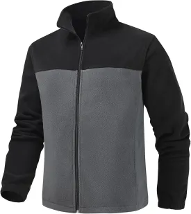 Men's Casual Outdoor Fleece Zip Jacket Long Sleeve Warm Winter Coat for Men with Zip Pocket
