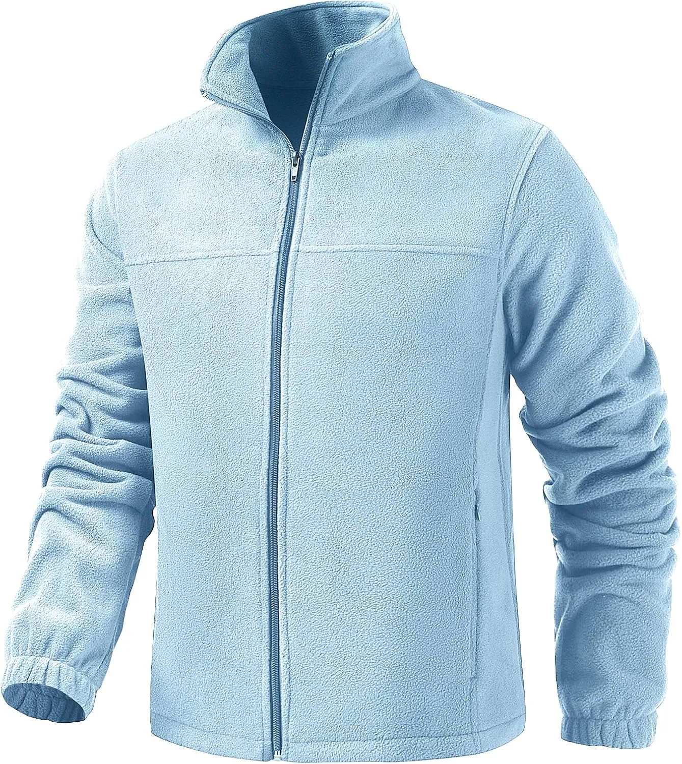 Men's Casual Outdoor Fleece Zip Jacket Long Sleeve Warm Winter Coat for Men with Zip Pocket