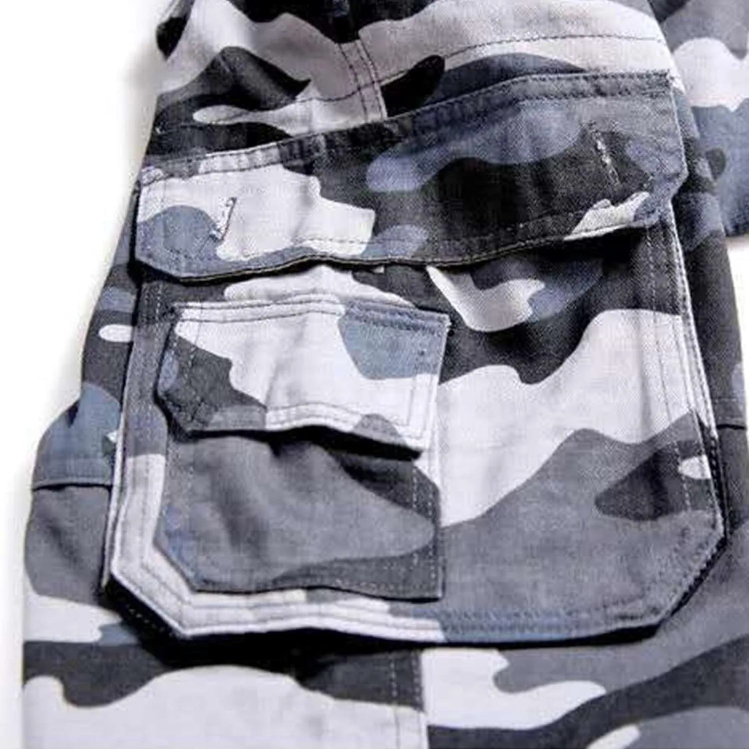 Men's Loose Beach Camouflage Shorts Cargo Cotton Straight Outdoor Pants Multi Pockets Casual Short Pants