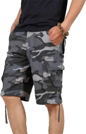 Men's Loose Beach Camouflage Shorts Cargo Cotton Straight Outdoor Pants Multi Pockets Casual Short Pants