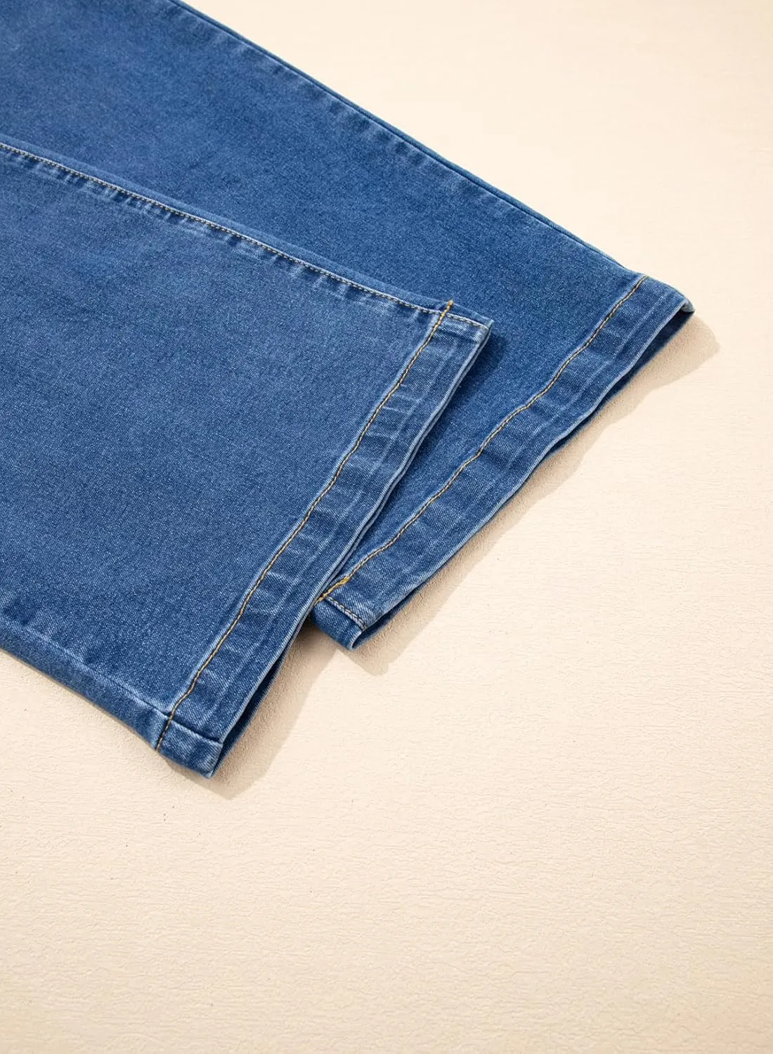 Sidefeel Women's Wide Leg Jeans High Waisted Stretchy Straight Baggy Drawstring Denim Pants