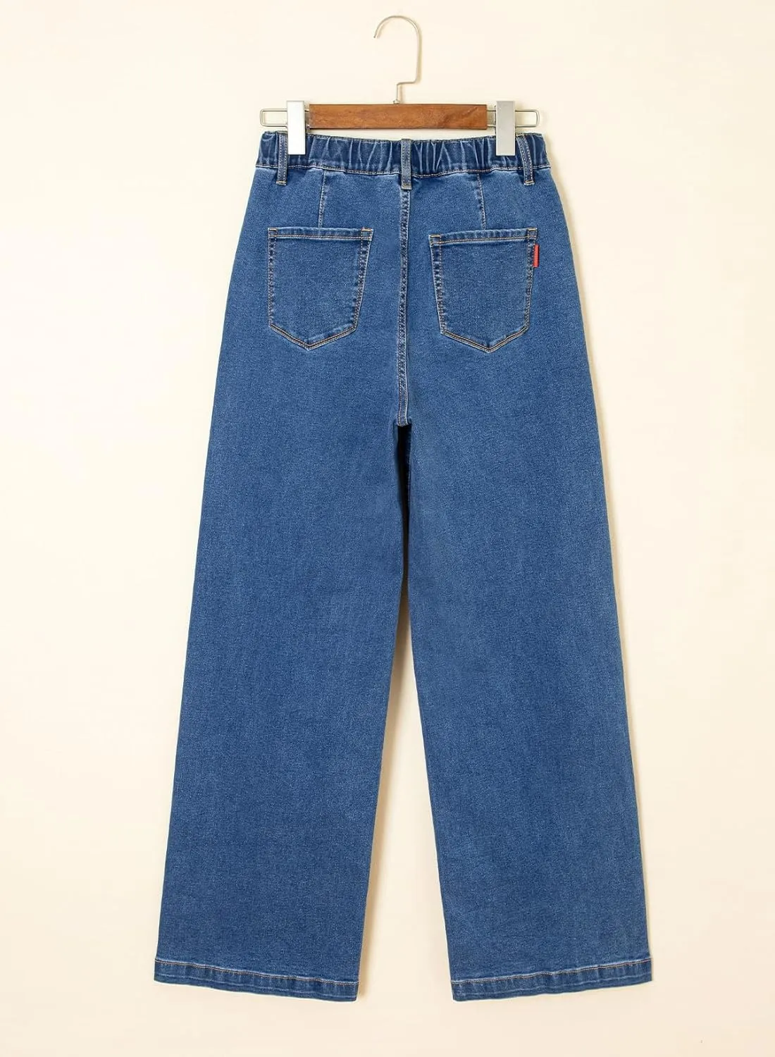 Sidefeel Women's Wide Leg Jeans High Waisted Stretchy Straight Baggy Drawstring Denim Pants