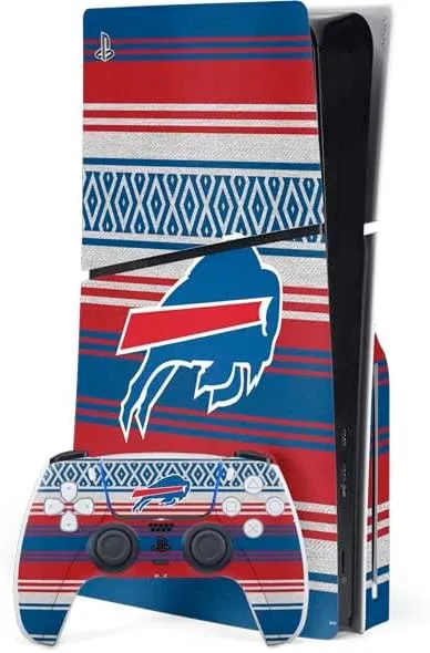 Skinit Decal Gaming Skin Compatible with PS5 Slim Disk Bundle - Officially Licensed NFL Buffalo Bills Trailblazer Design