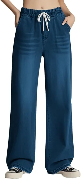 Straight Leg Jeans for Women,High Waisted Wide Leg Loose Microelastic Wide Leg Denim Pants