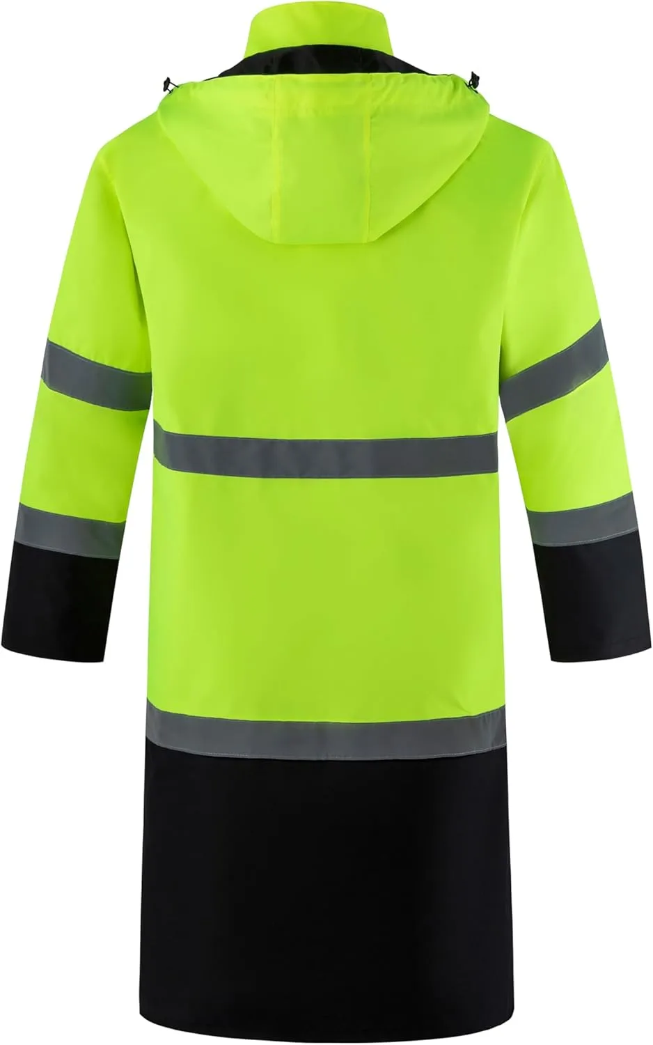 Ubon Men's Hi Vis Long Raincoat Waterproof Reflective Safety Rain Jacket High Visibility with Detachable Hood