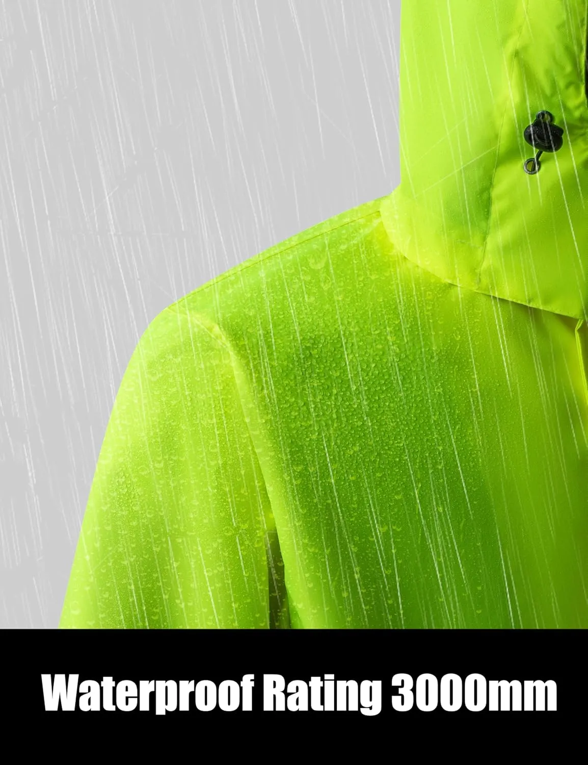 Ubon Men's Hi Vis Long Raincoat Waterproof Reflective Safety Rain Jacket High Visibility with Detachable Hood