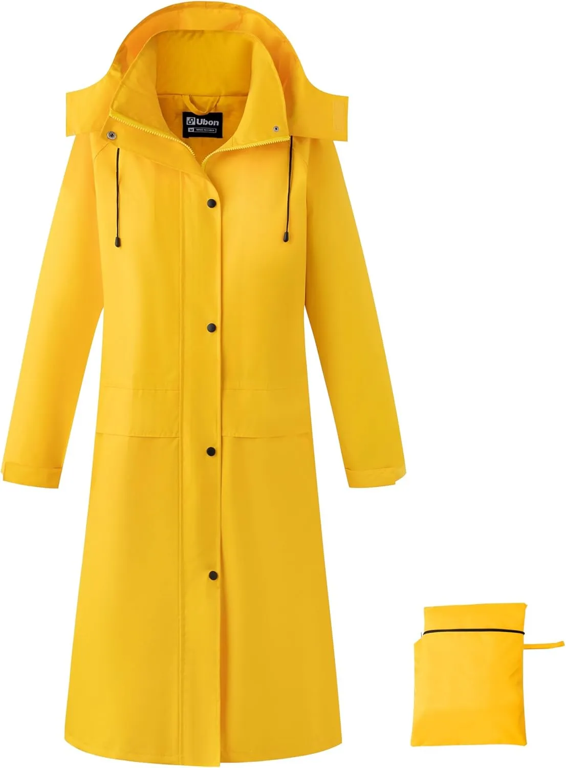 Ubon Women's Rain Coat Waterproof with Hood Long Raincoat Packable Rain Jacket Casual Windbreaker