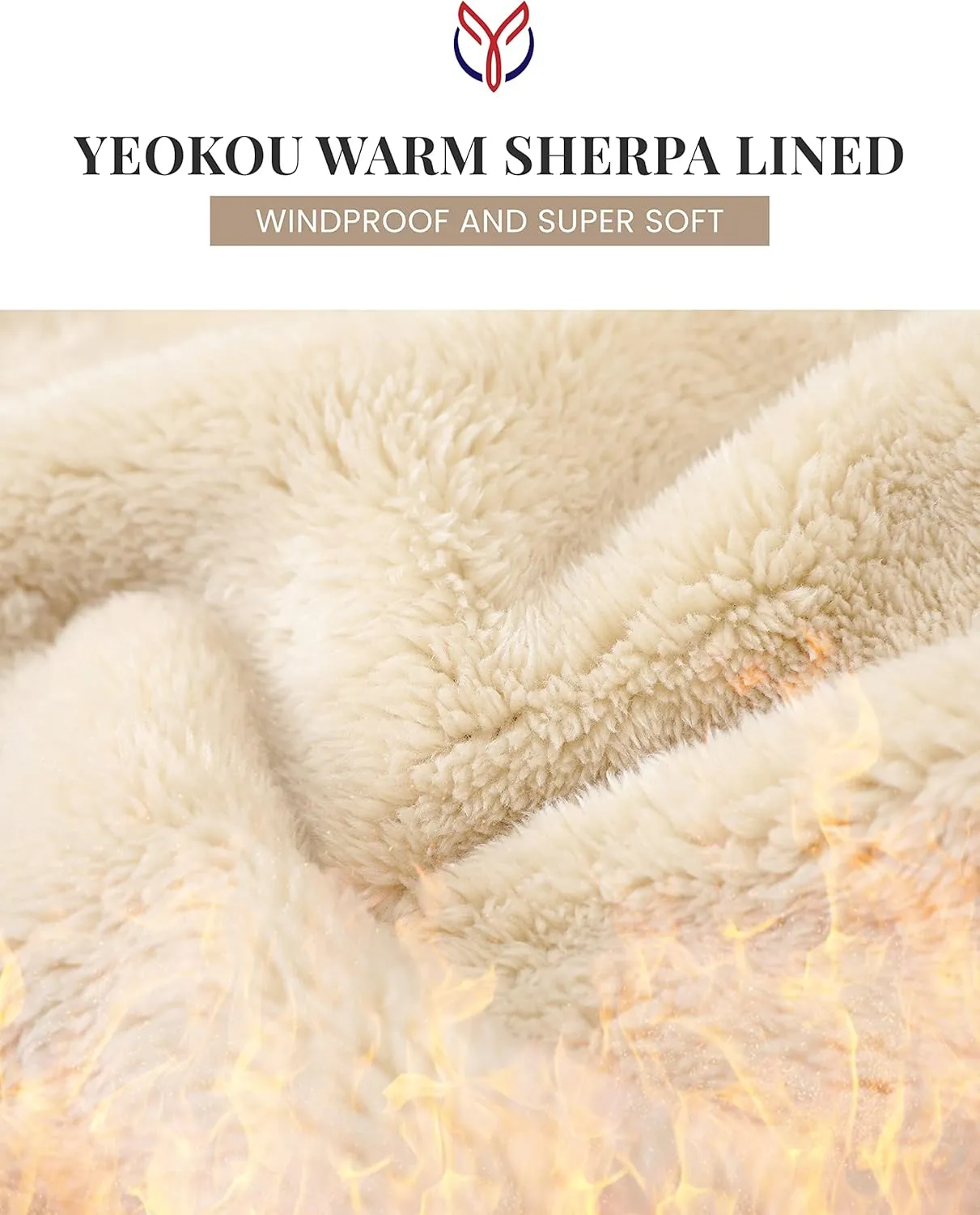 Yeokou Men's Fleece Sweatshirt Sherpa Lined Crewneck Basic Winter Thick Pullover Tops