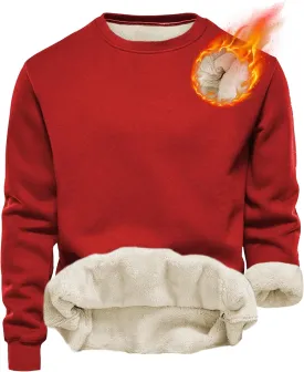 Yeokou Men's Fleece Sweatshirt Sherpa Lined Crewneck Basic Winter Thick Pullover Tops