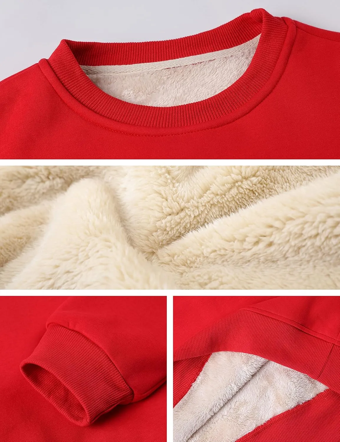 Yeokou Men's Fleece Sweatshirt Sherpa Lined Crewneck Basic Winter Thick Pullover Tops