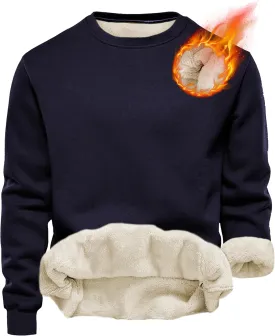 Yeokou Men's Fleece Sweatshirt Sherpa Lined Crewneck Basic Winter Thick Pullover Tops