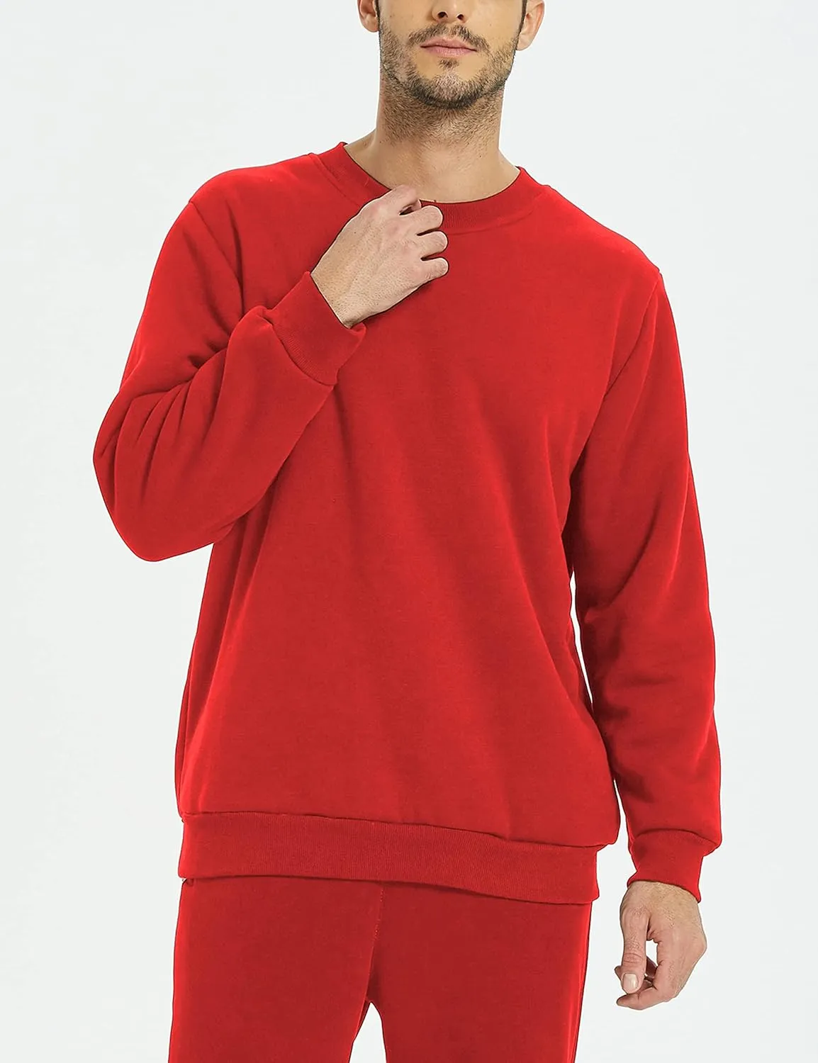 Yeokou Men's Fleece Sweatshirt Sherpa Lined Crewneck Basic Winter Thick Pullover Tops