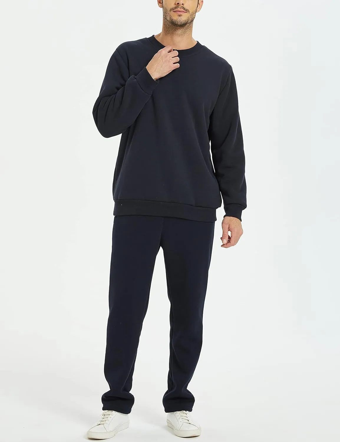 Yeokou Men's Fleece Sweatshirt Sherpa Lined Crewneck Basic Winter Thick Pullover Tops
