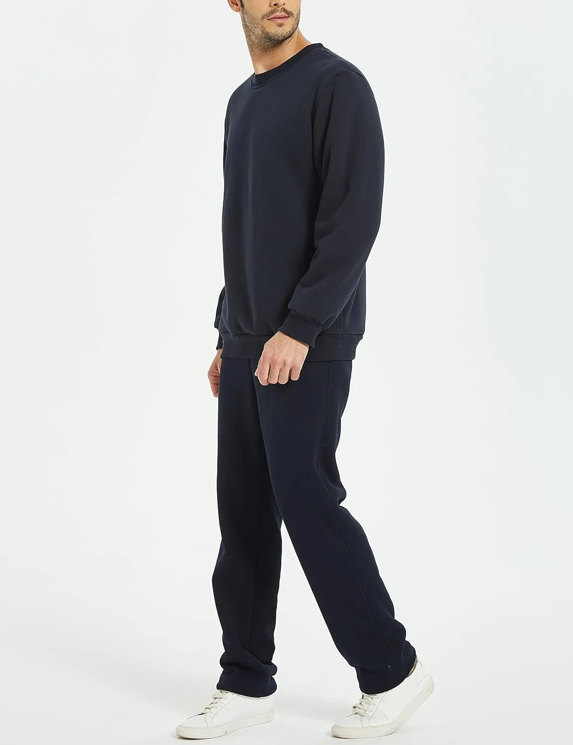 Yeokou Men's Fleece Sweatshirt Sherpa Lined Crewneck Basic Winter Thick Pullover Tops