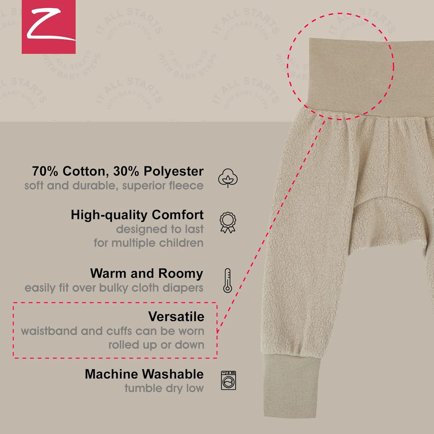Zutano Unisex Baby Cozie Fleece Cuff Pant