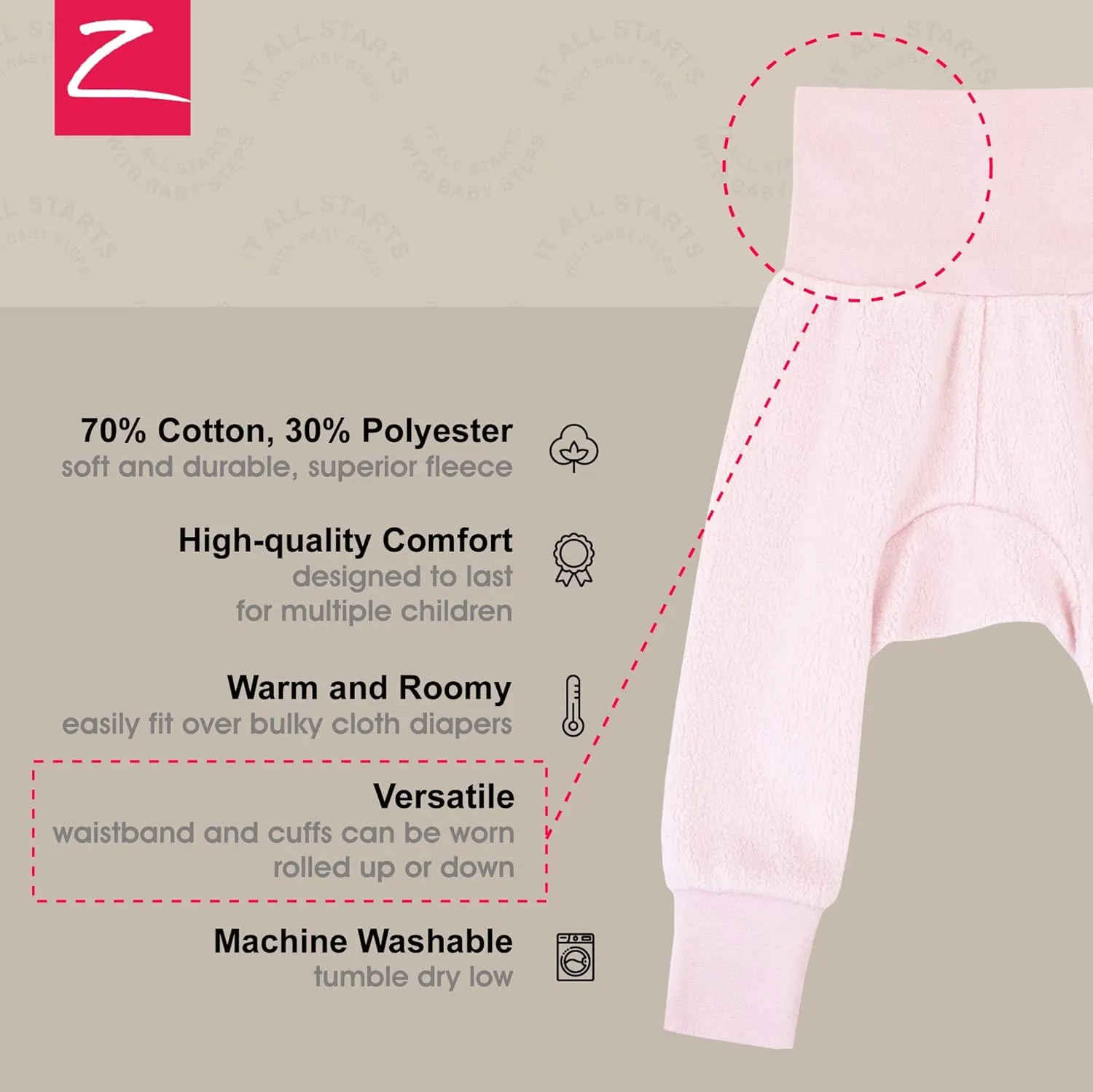 Zutano Unisex Baby Cozie Fleece Cuff Pant